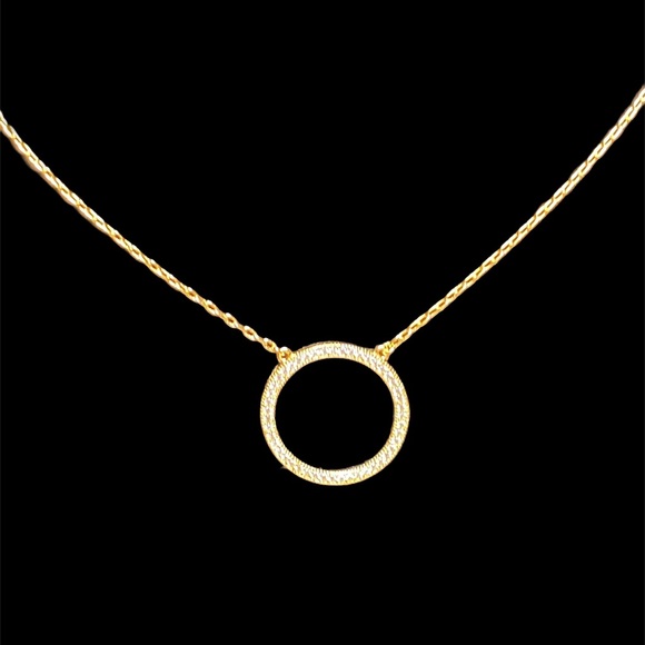 ADORNIA Jewelry - Sterling Silver Pave Open Circle Pendant Necklace